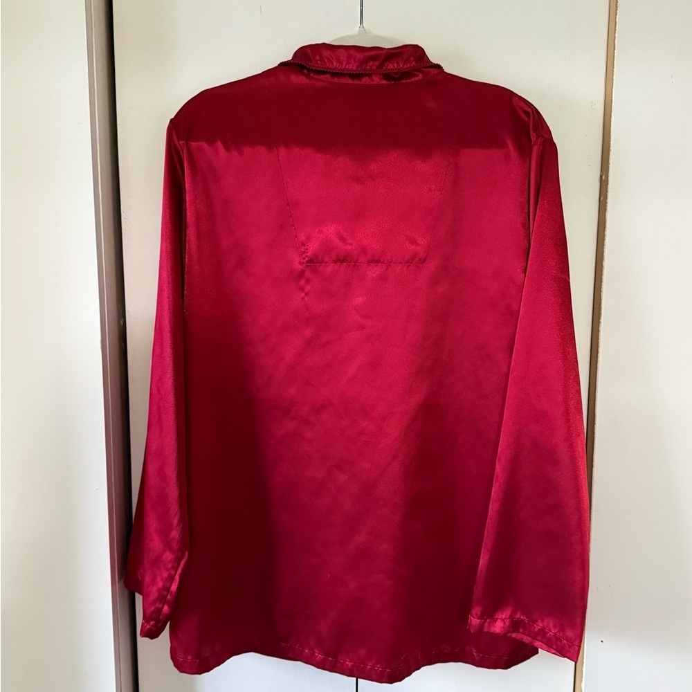 Vintage Valerie Stevens Intimates Satin Long PJ Set w Beautiful Detailing Size L - Picture 3 of 8